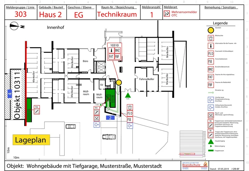 Feuerwehrlaufkarte nach DIN 14675, erstellt von der GfB