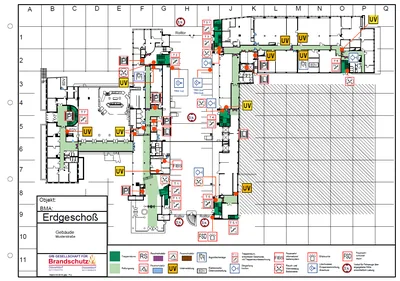 Feuerwehrplan Erdgeschoss, erstellt von der GfB